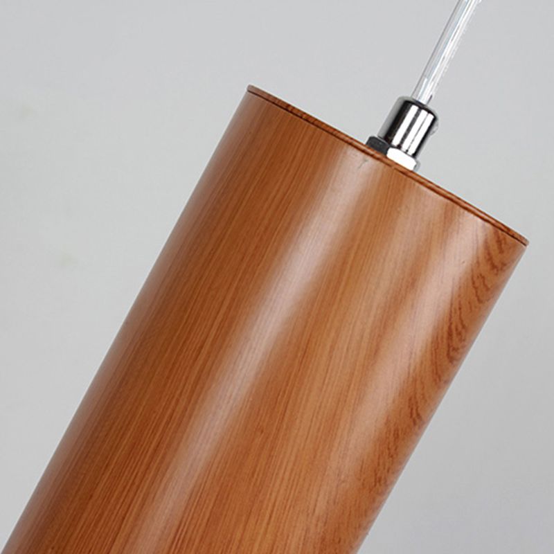 Luz de techo de cilindro con tono de grano de madera Metal Metal Brown Liver Light en cálido/blanco, 11 "/19"/27 "Altura