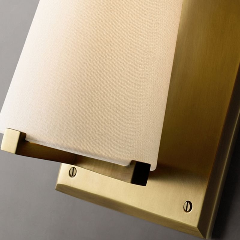 Modern Metal Wall Sconce Cone Shape Wall Light with Fabric Shade for Bedroom