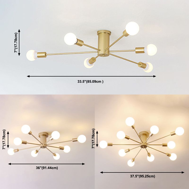 Luminaria de montaje empotrado radial, luz múltiple industrial cerca de la lámpara de techo para dormitorio