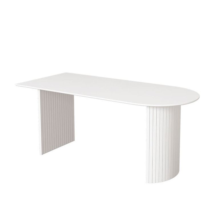 Free Form Sintered Stone Dining Table Modern White Furniture with Wood Double Pedestal