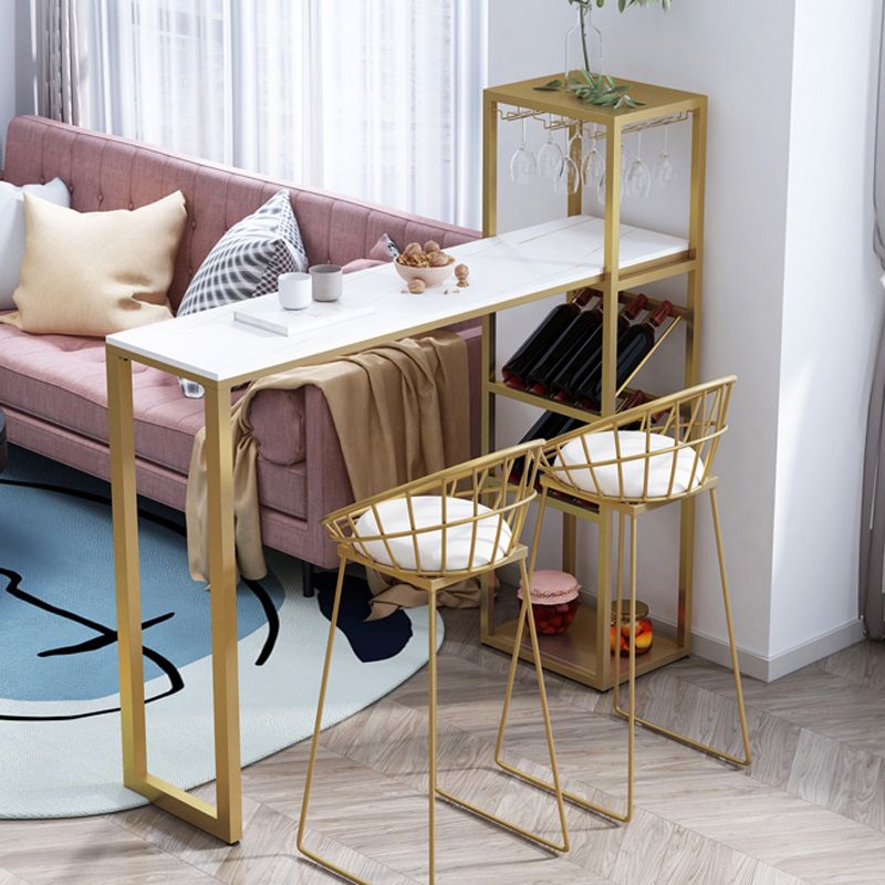 Glam Bar Table Set 1/2/3 Pcs Storage Bar Table with Bar Stools