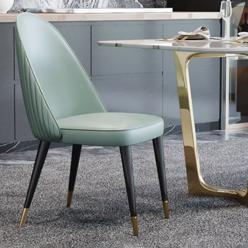 Sillas de comedor de madera Glam, sillas de comedor tapizadas sin brazos para uso doméstico (juego de 2)