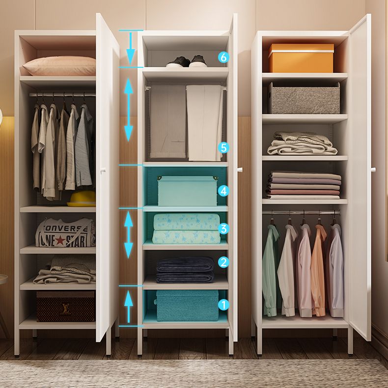 Contemporary Style Wardrobe 1-Door Metal Wardrobe Closet for Bedroom