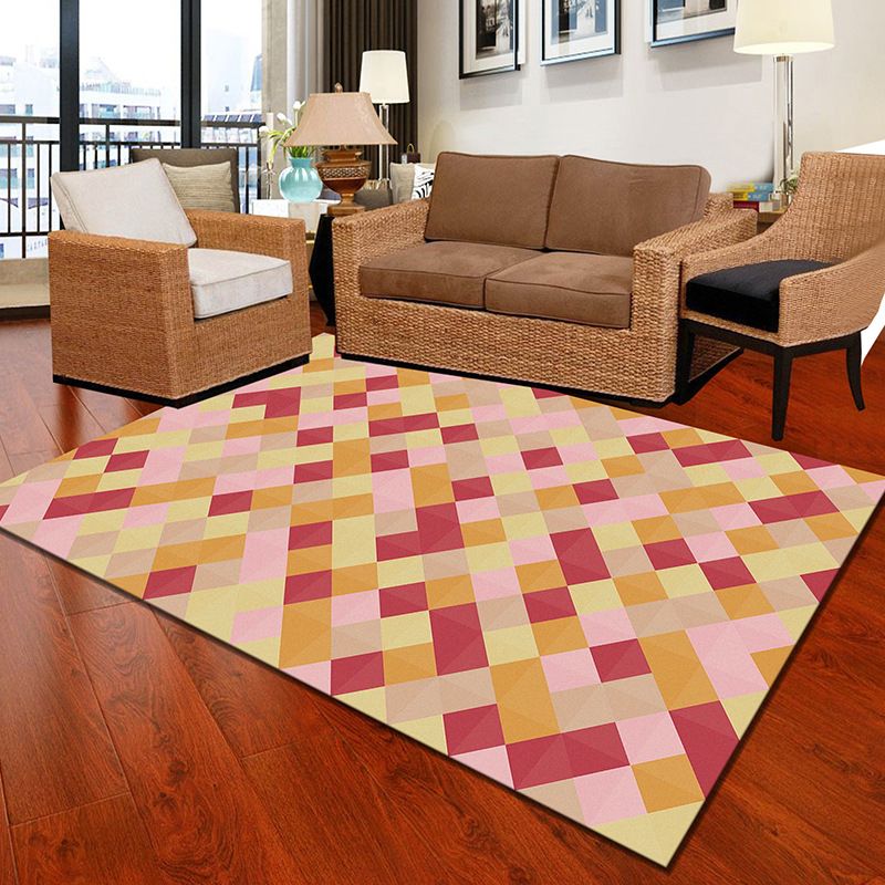 Multicolor Geometric Botanical Rug Synthetics Modern Carpet Stain Resistant Non-Slip Washable Rug for Home