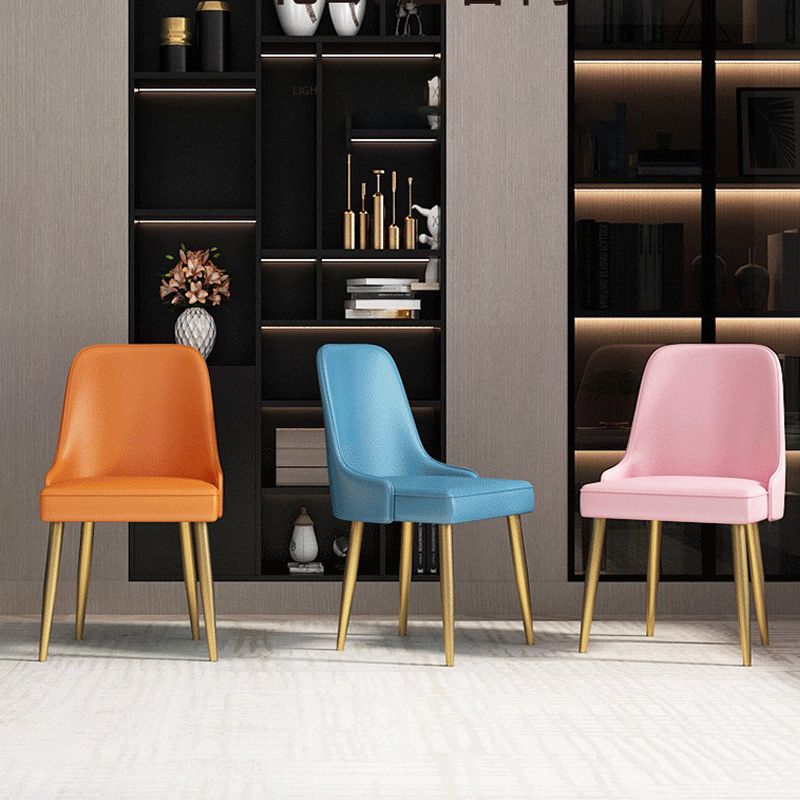 Kitchen Glam Style Dining Chairs Armless Chair with Metal Legs