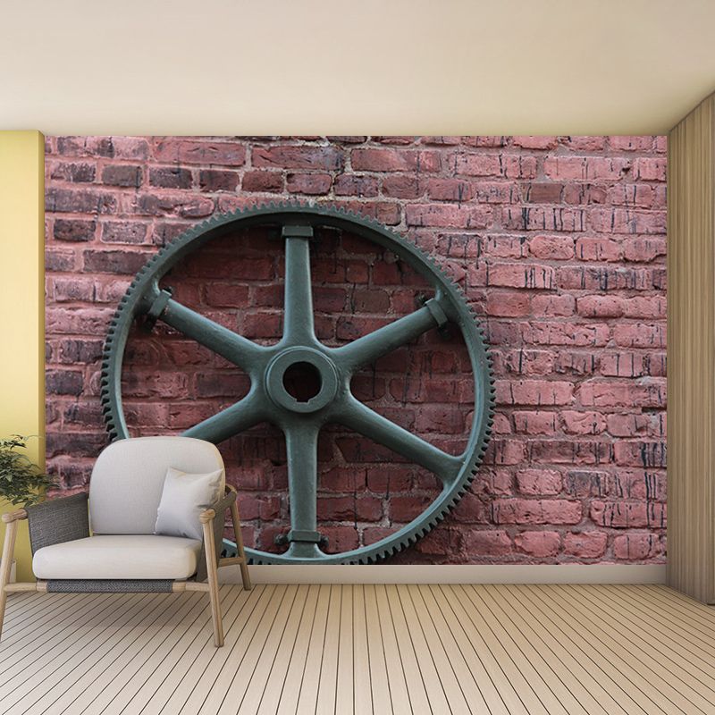 Gearwheel Full Size Wall Covering for Sitting Room Water Resistant Wall Mural Decal