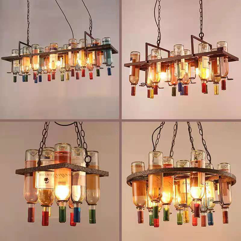 Household Glass Hanging Island Light Industrial Hanging Lighting Fixture for Dining Room