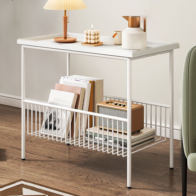 Rectangle Tray Top Side Table Iron Base End Table with Storage