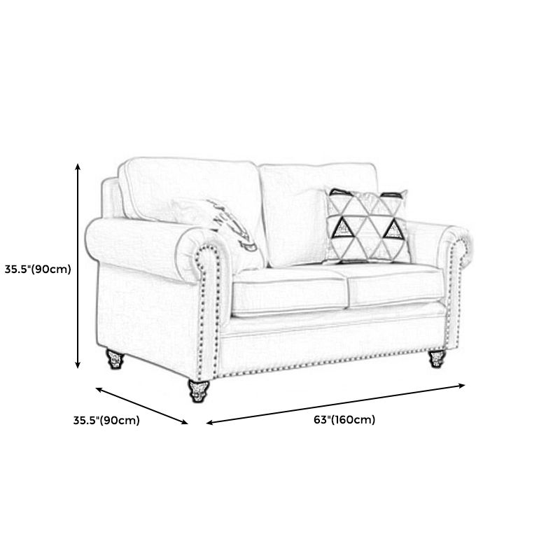 Modern Rolled Arm Standard Sofa with Loose Back Sofa for Apartment, Living Room