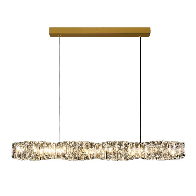 LED Crystal Ceiling Pendant Fixture Cylinder Kitchen Island Light in Gold / Sliver