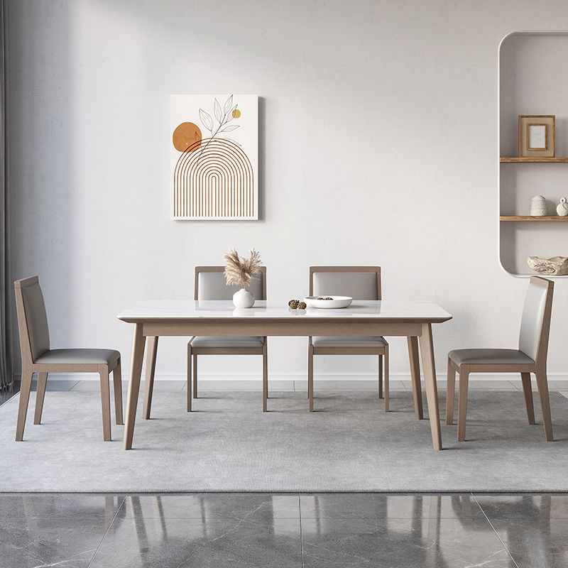 Modern Style Dining Table Sintered Stone 4 Legs Table for Home