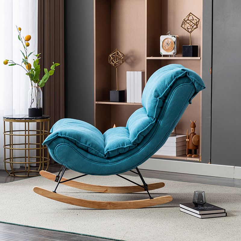 Modern Rocker Upholstered Tufted Cushion Rocking Chair with Dark Leg