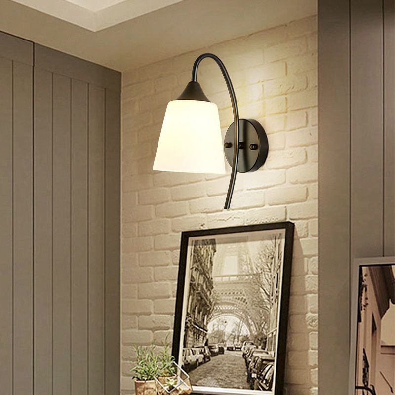 Modern Black Vanity Lighting Glass Shade Wall Light Fixture for Bathroom