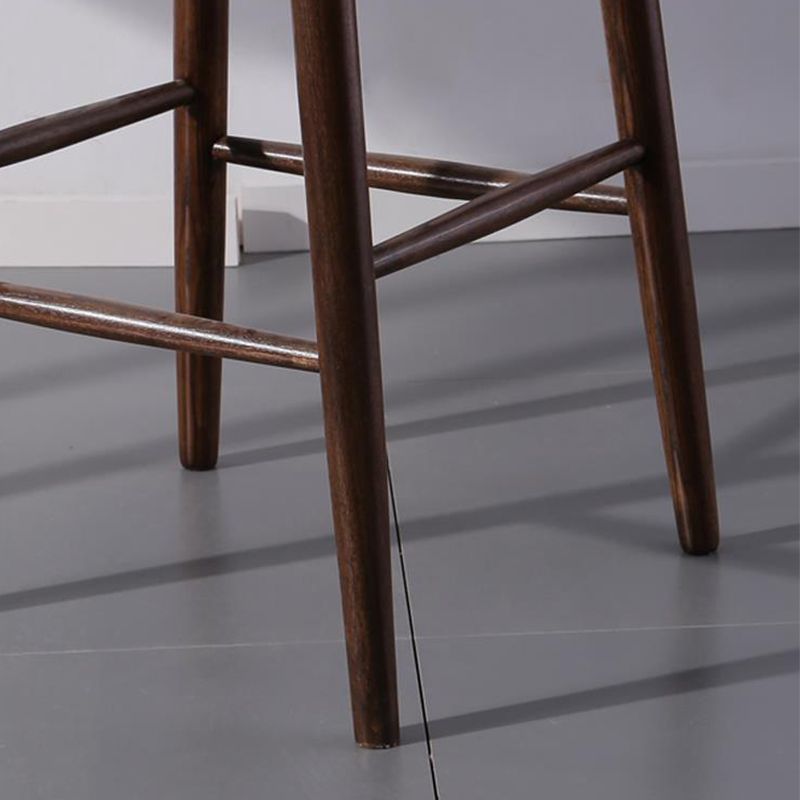 Faux Leather Dining Stools Industrial Style Bar Stool with Solid Wood Base