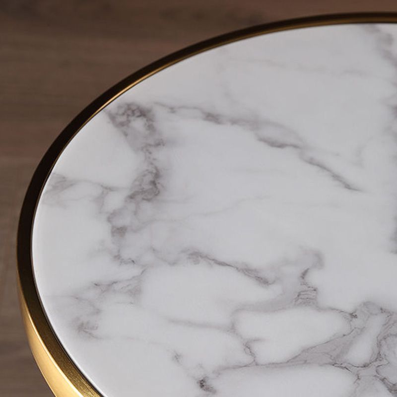 Contemporary Round Table Top End Table with Metal Pedestal Leg
