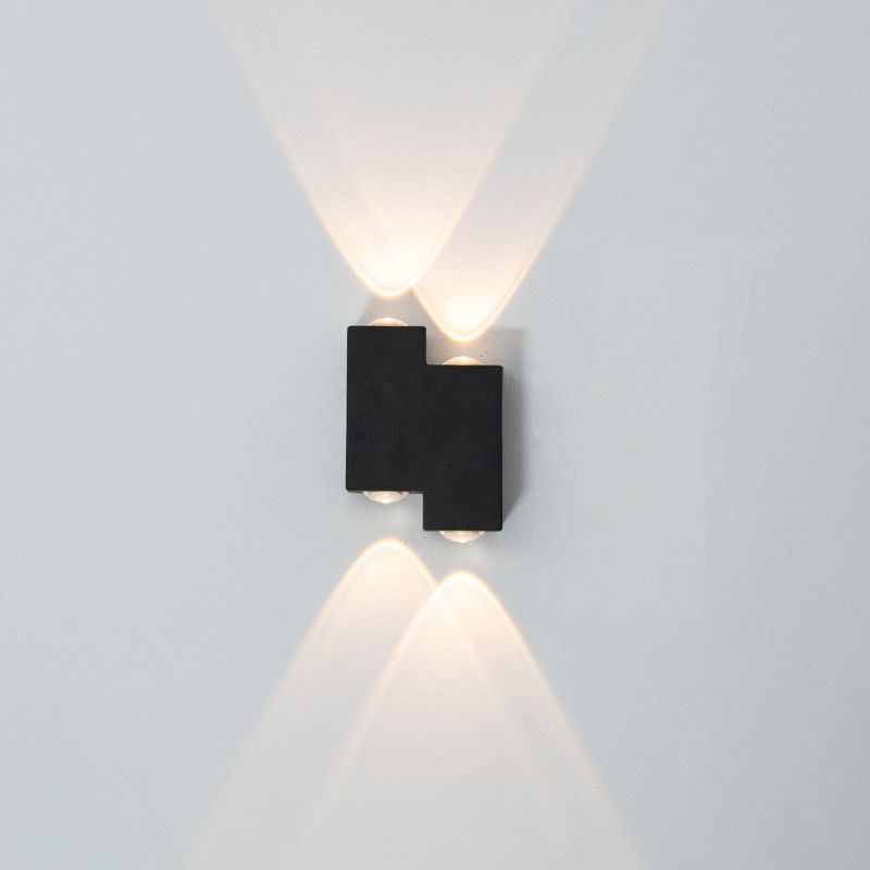Lámpara de pared LED al aire libre negra en el moderno estilo conciso de aluminio impermeable a la pared de la pared
