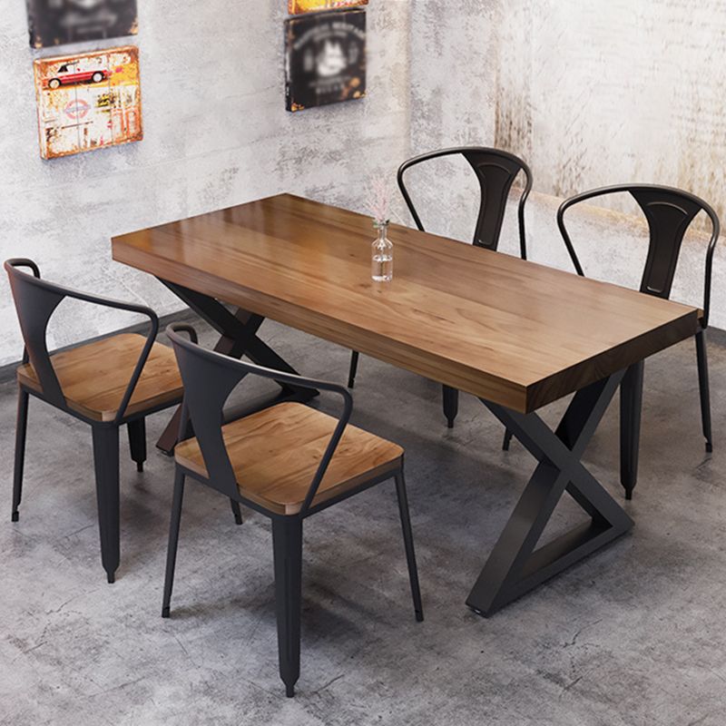 Mesa industrial de madera maciza para comedor, mesa de cocina, mesa con base de trineo rectangular para comedor