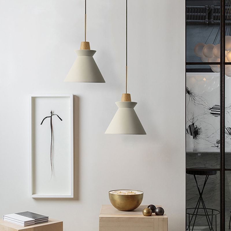 Cone Shaped Cement Hanging Ceiling Light Modern Style Hanging Light Kit for Bedroom