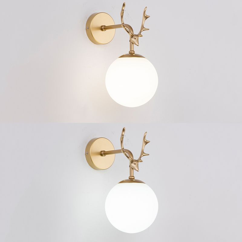 Glass Spherical Shape Wall Light Modern Style 1 Light Wall Mount Fixture for Living Room