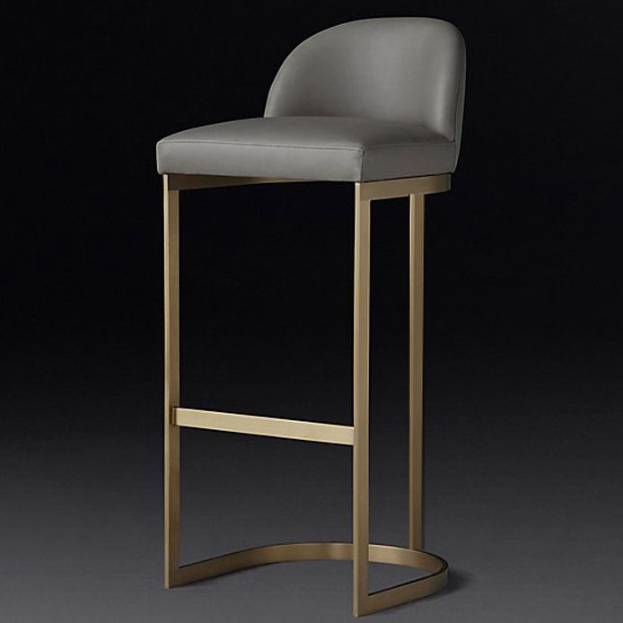 Glam Faux Leather Counter Height Stool Metal Bar Stool Bar Stool with Footrest