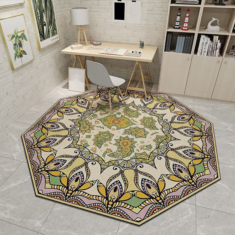 Fancy Geometric Print Rug Multi Colored Polyster Indoor Rug Easy Care Pet Friendly Washable Area Rug for Bedroom