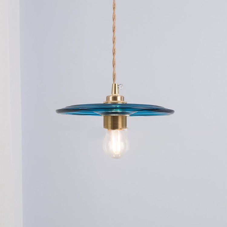 Retro Minimalist 1 Light Pendant Lamp Lens Glass Shade Pendant Light Fixture for Living Room