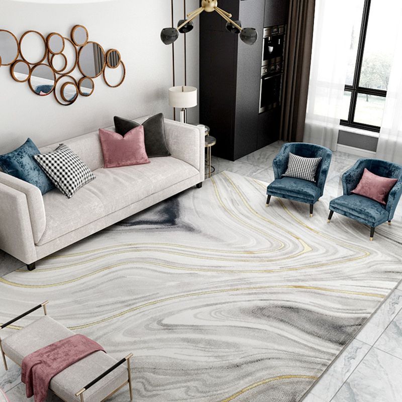 Modern Oriental Print Rug Multi Color Polyster Area Rug Easy Care Pet Friendly Carpet for Living Room