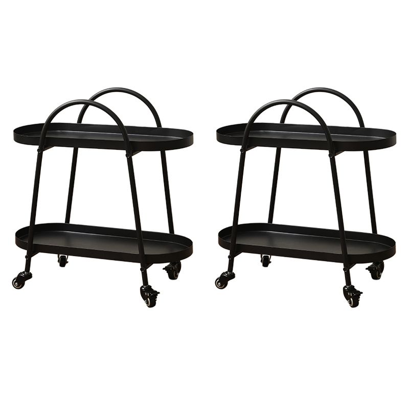 Contemporary Tray Top Double Tier End Table Oval End Slide Table with Storage