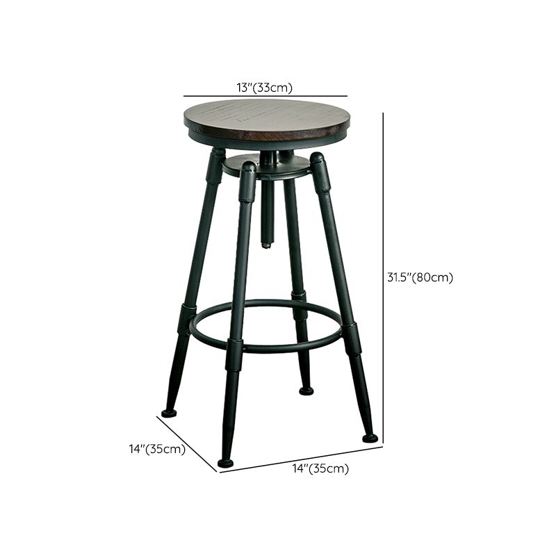 Adjustable Height Bar Stools Industrial Barstool with Metal Legs