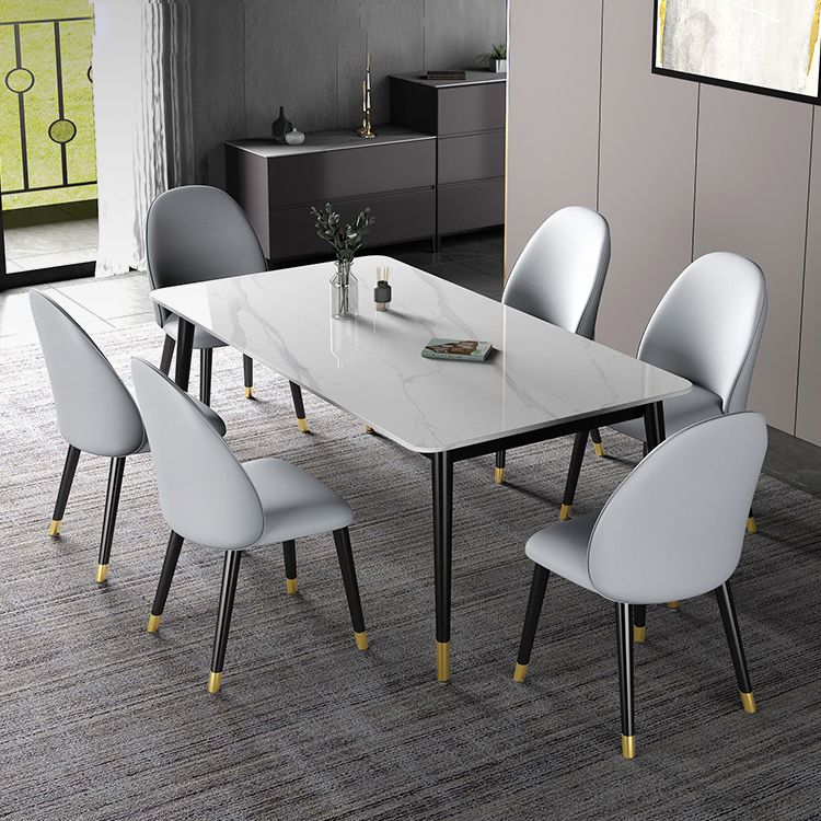 Modern Iron Dining Table Set 1/2/3/5/7 Pieces Dinette Set with Sintered Stone Top