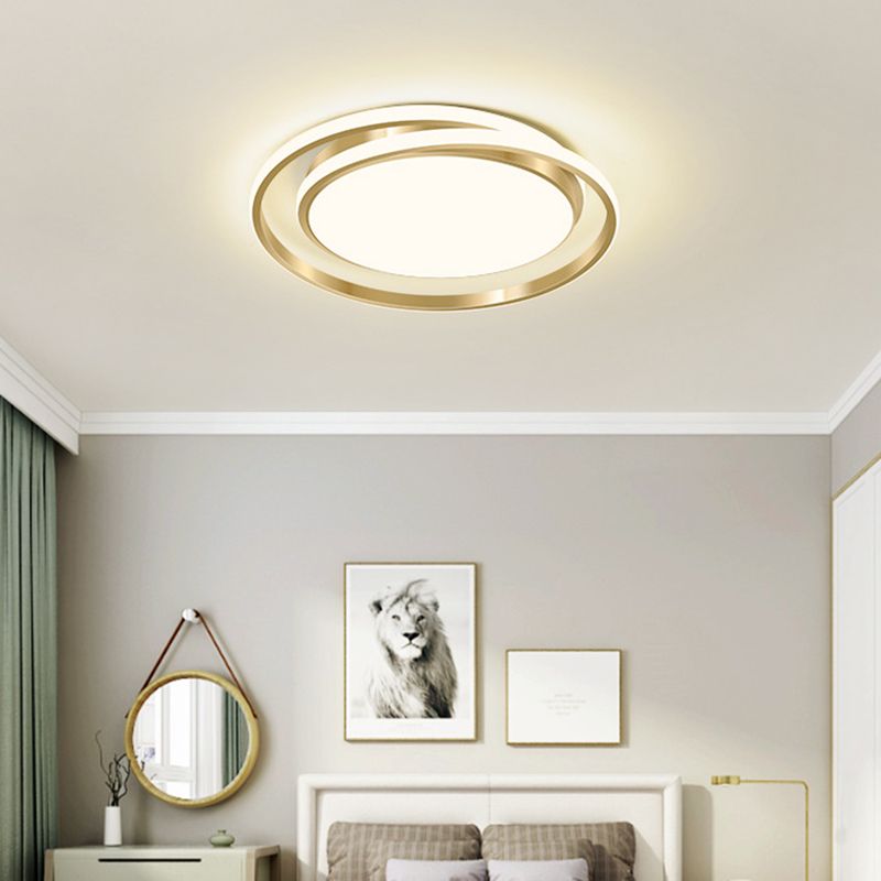Ronde plafondlamp in eenvoudige stijl, acryl LED-slaapkamer, inbouwlamp in geborsteld goud