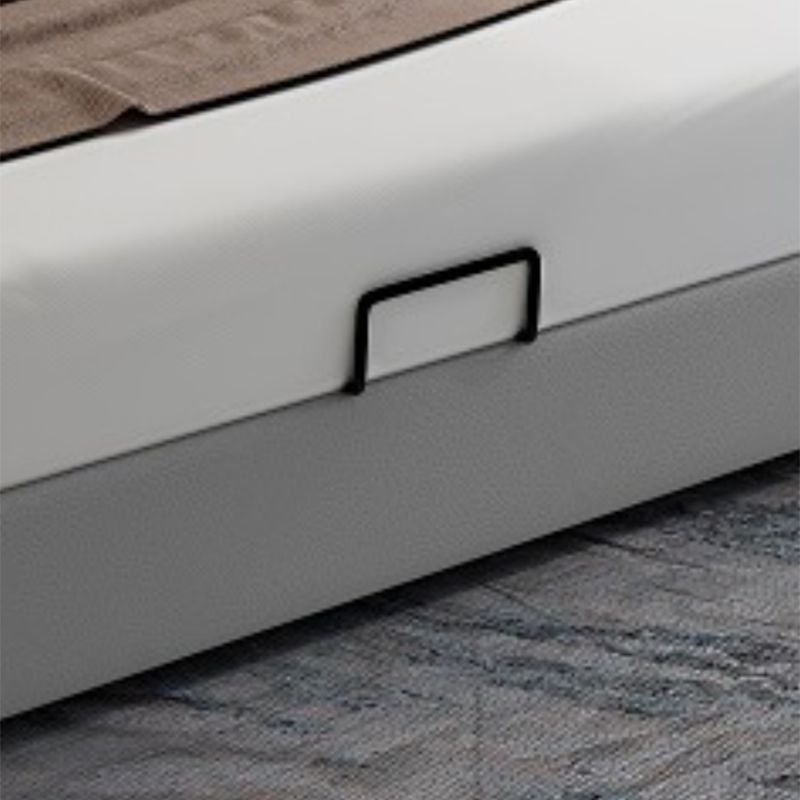 Modern Grey Wingback Bed with Rectangle Faux Leather Headboard