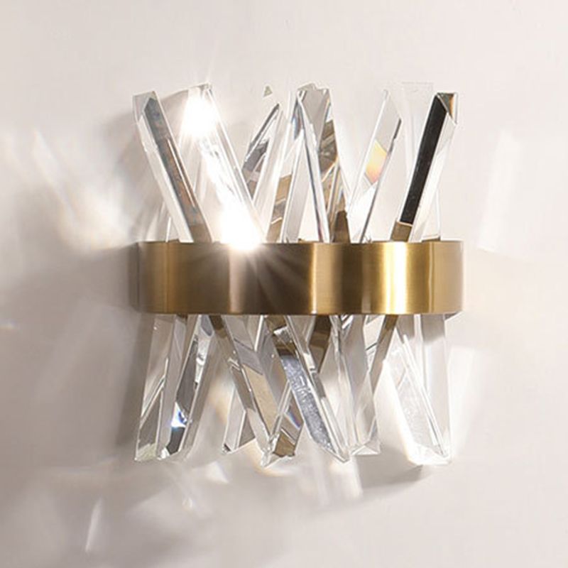 Geometric Shape Crystal Wall Light Modern Style 1 Light Wall Light Sconce in Gold