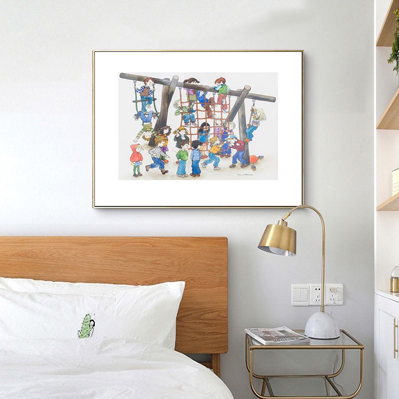 Back to Childhood Drawing Canvas Wall Art Kids Textured Wall Decoration in Soft Color