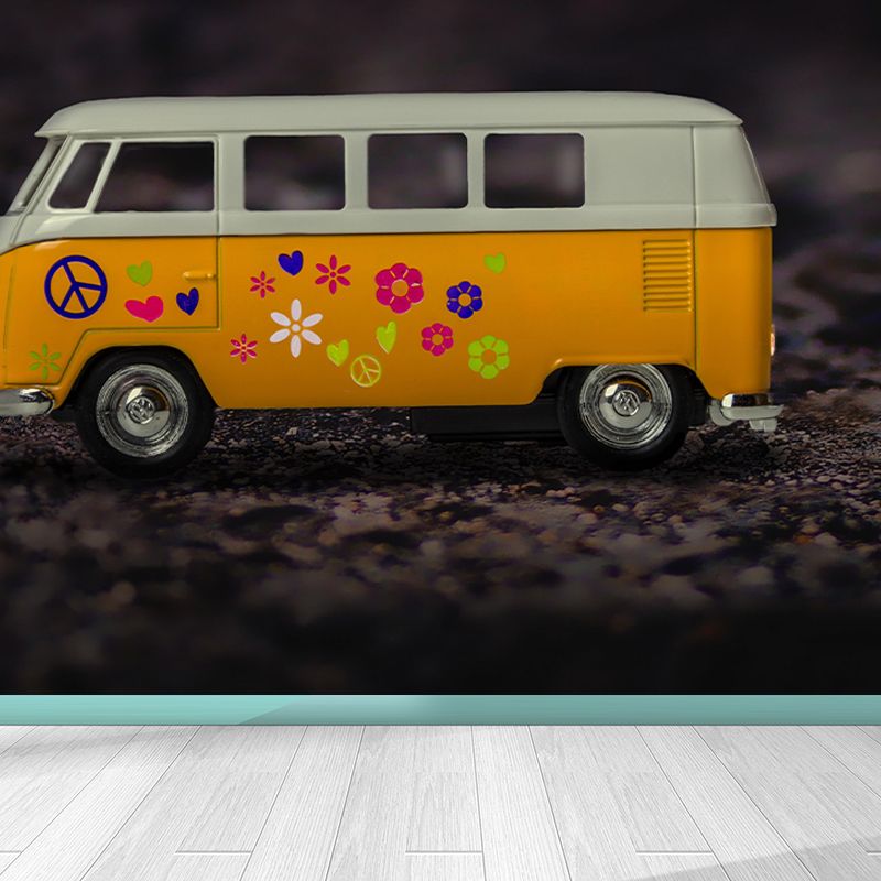 Little Bus Mural Wallpaper Mildew Resistant for Accent Wall Multiple Sizes Available