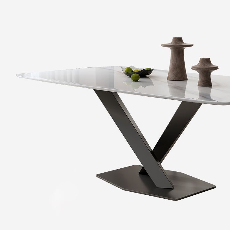White and Black Dinner Table Rectangle Dinner Room Kitchen Table
