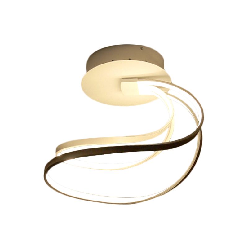 LED Bedroom Ceiling Mounted Fixture Modern White Flush Lamp with Circle Metal Shade in Warm/White Light