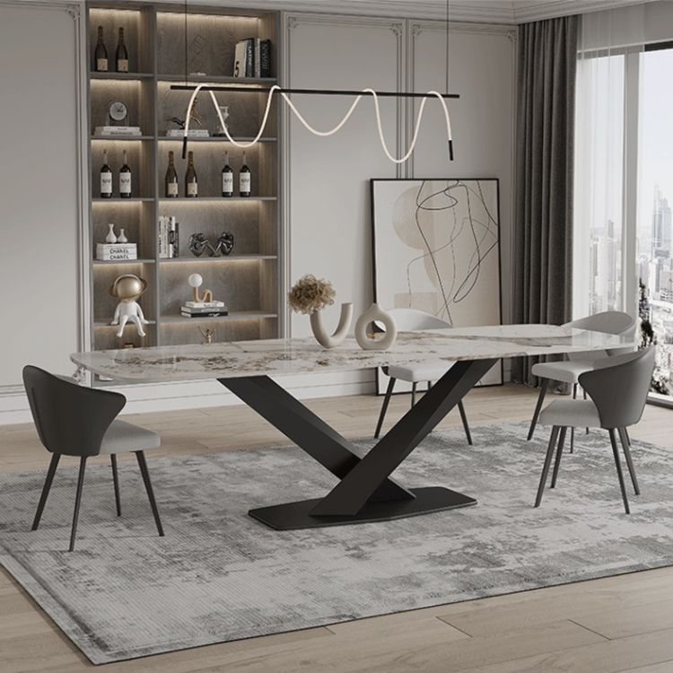 Modern Sintered Stone Top Dining Set Rectangle 1/3/4/5/7/9 Pieces Dining Room Table Set