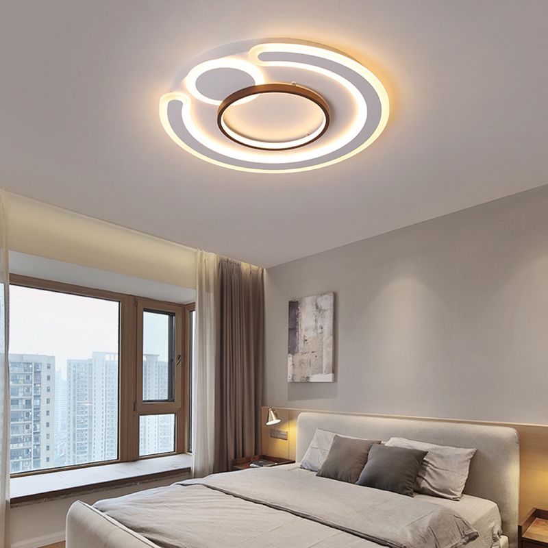 16.5"/20.5"/24.5" Wide Metal Round Ceiling Flush Mount Nordic Style White Flush Lamp in Warm/White