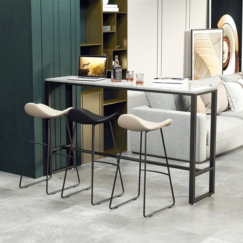 Indoor Event and Cocktail Table Industrial Marble Footrest Bar Height Table