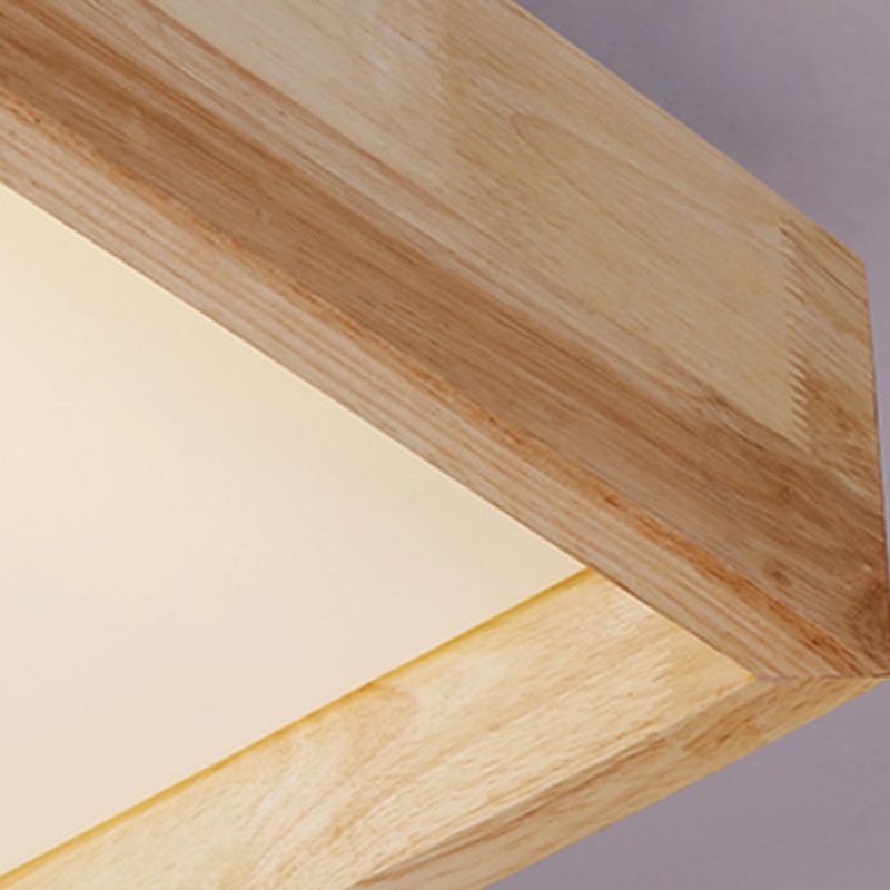 Minimalism Flush Mount Square Wooden Ceiling Light Fixture for Bedroom