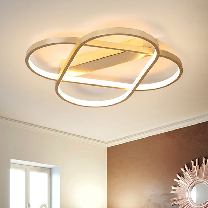 Ovaal lineaire flush plafond licht hedendaagse metaal goud geïntegreerde LED slaapkamer plafond profiel in warm/wit, 19,5 "/23.5" breed