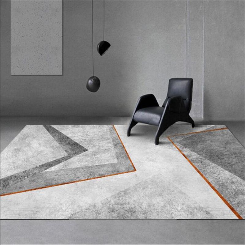 Simplicity Gray Tone Carpet Geometric Polyester Area Rug Stain Resistant Indoor Rug for Home Decor