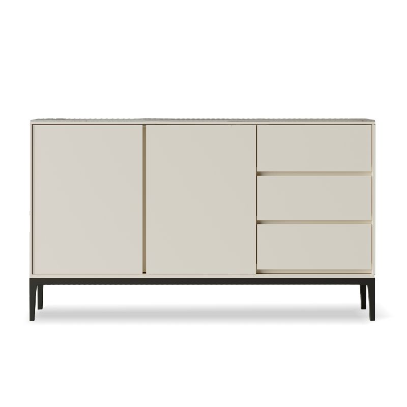 Glam Buffet Sideboard Stone and Wood Buffet Table with Drawers