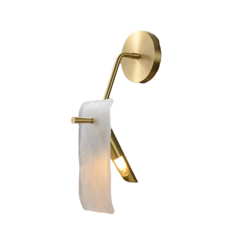 Metal Modern Wall Sconce Rectangle Shape Wall Light with Glass Shade for Bedroom