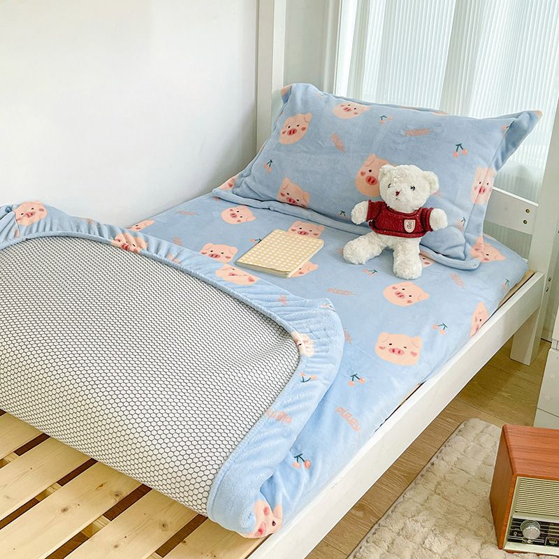 Animal Print Bed Sheet Set Modern Flannel Fitted Sheet for Bedroom