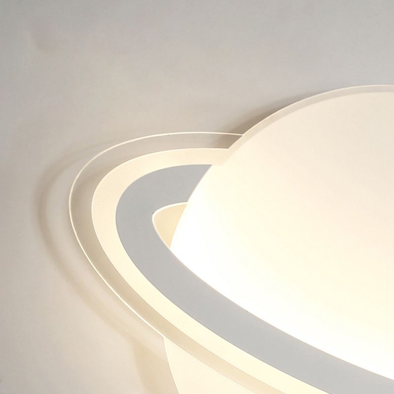 Nordic Acrylic Flush Mount Light Fixture White Saturn LED Flush Mount Spotlight for Kids Bedroom
