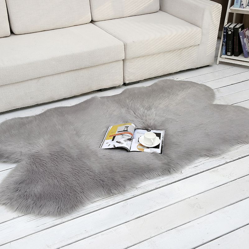 Shaggy Plain Rug Multi-Color Scandinavian Carpet Faux Fur Machine Washable Non-Slip Backing Pet Friendly Rug for Home