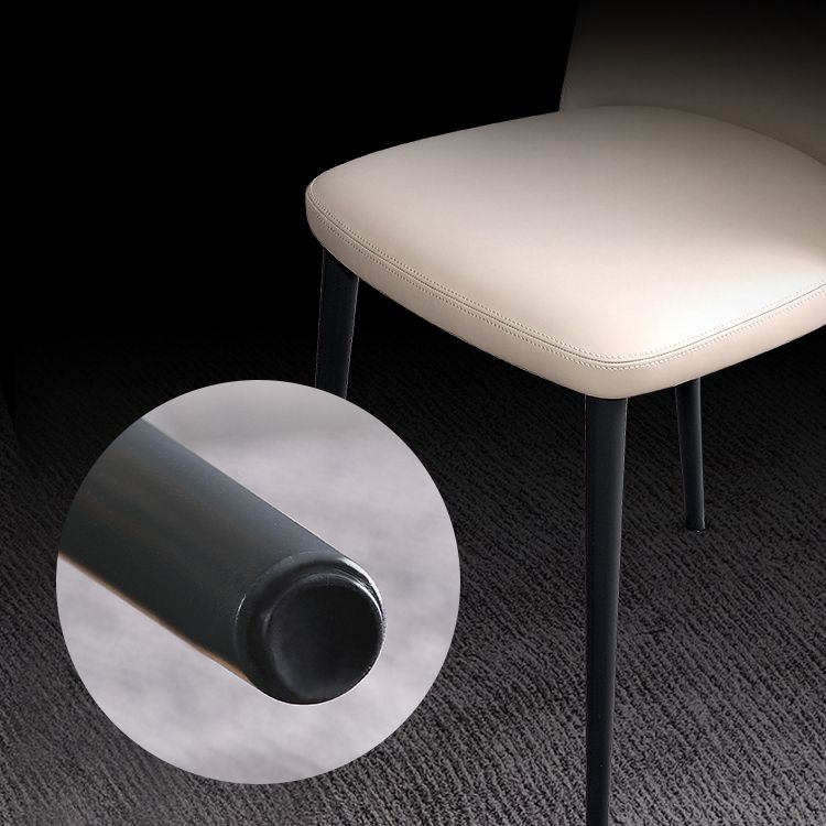 Sillas de comedor de cuero de estilo minimalista Sillas laterales sin brazos con respaldo sólido (juego de 2)