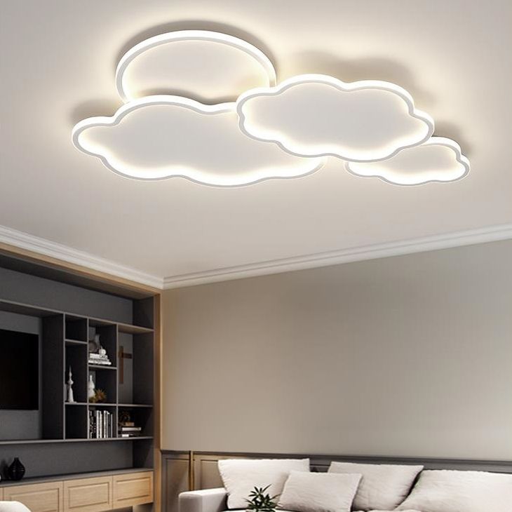 Metal Geometric Flush Mount Fixture Modern Flush Light Fixtures in White